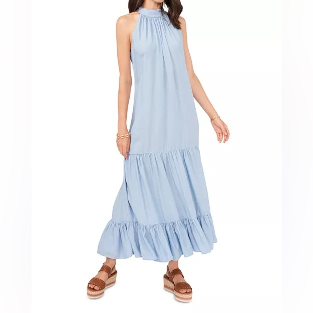 Vince Camuto Light Blue Halter Maxi Dress